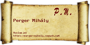 Perger Mihály névjegykártya
